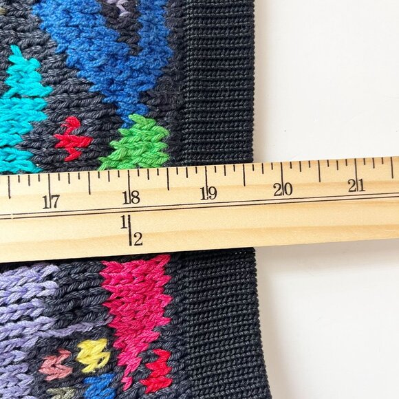 Peruvian Connection Black Multicolor Geometric Artsy Knit Cardigan - Size Medium - Picture 6 of 7